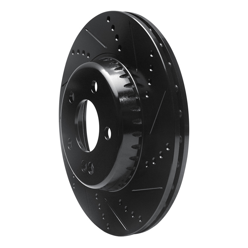 Mercedes-Benz C350E Brake Rotor (1) - Rear Right - R1 Concepts - Drilled & Slotted - Black - `15-`23